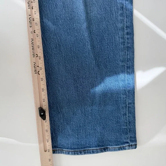 Quince Bella Jeans Womens 27 High Rise Relaxed Straight Stretch Denim Atlantic - Picture 11 of 12